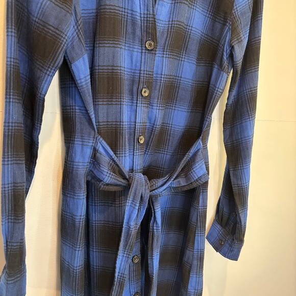 Abercrombie & Fitch Blue Plaid Flannel Shirt Dress - size Small - Picture 3 of 6